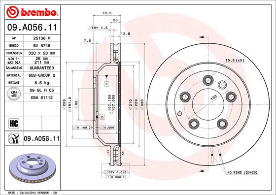 BREMBO 09.A056.11 Bremsscheibe