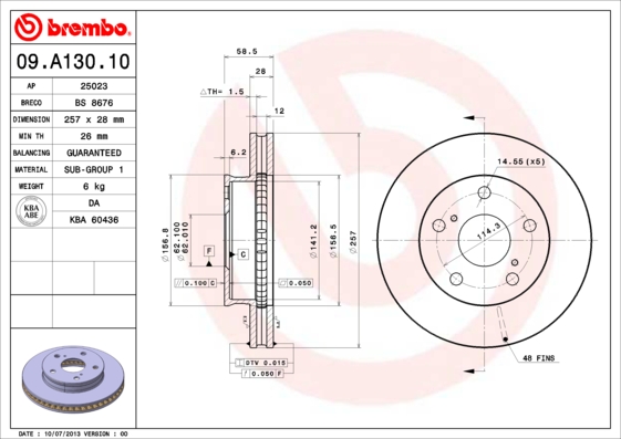 BREMBO 09.A130.10 Brzdový...