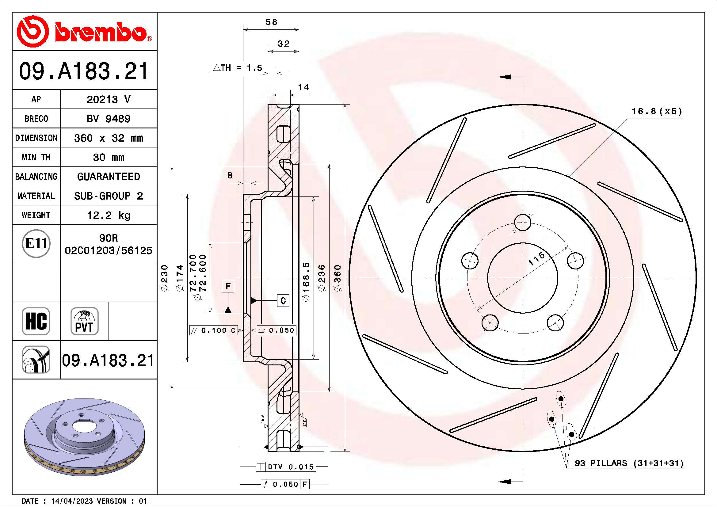 BREMBO 09.A183.21 PRIME...