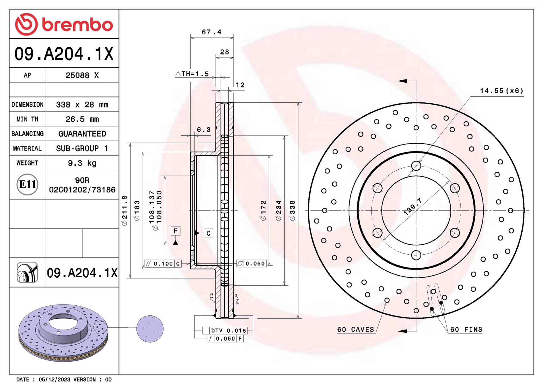 BREMBO 09.A204.1X XTRA LINE...