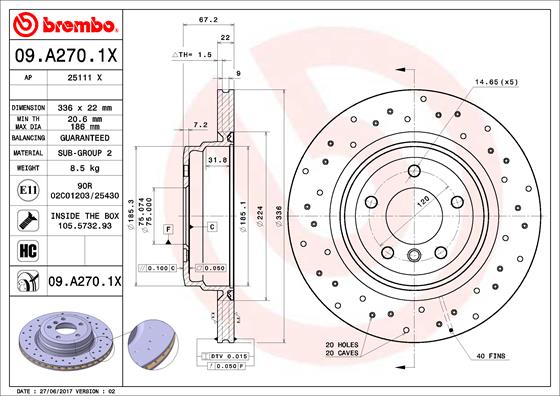 BREMBO 09.A270.1X Brzdový...