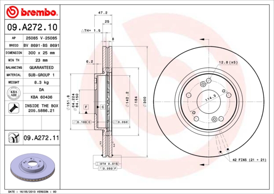 BREMBO 09.A272.10 Bremsscheibe