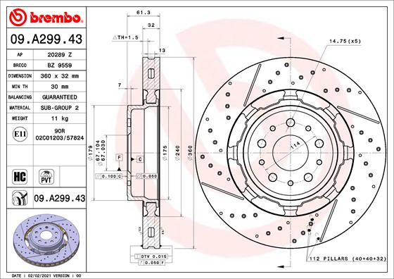 BREMBO 09.A299.43 Discofreno