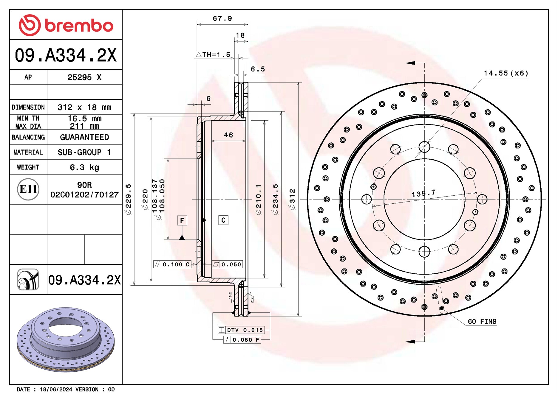 BREMBO 09.A334.2X XTRA LINE...