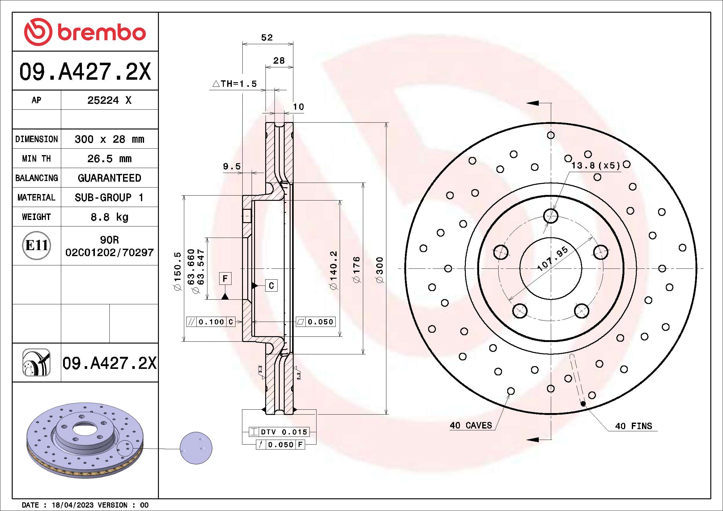 BREMBO 09.A427.2X XTRA LINE...