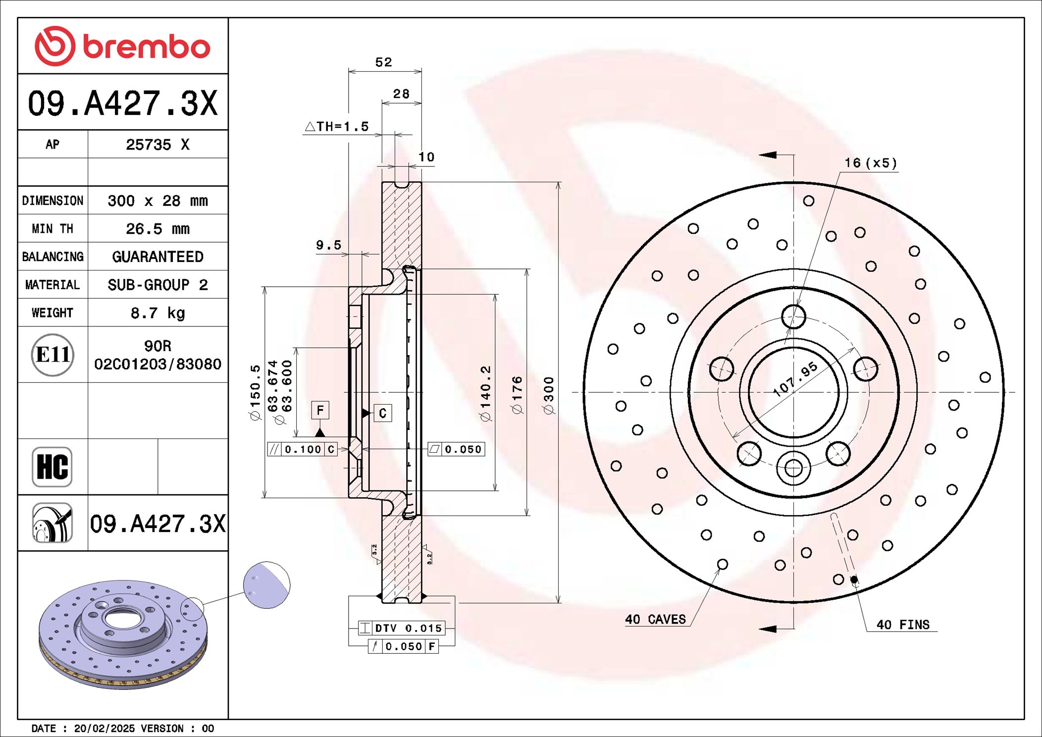 BREMBO 09.A427.3X XTRA LINE...