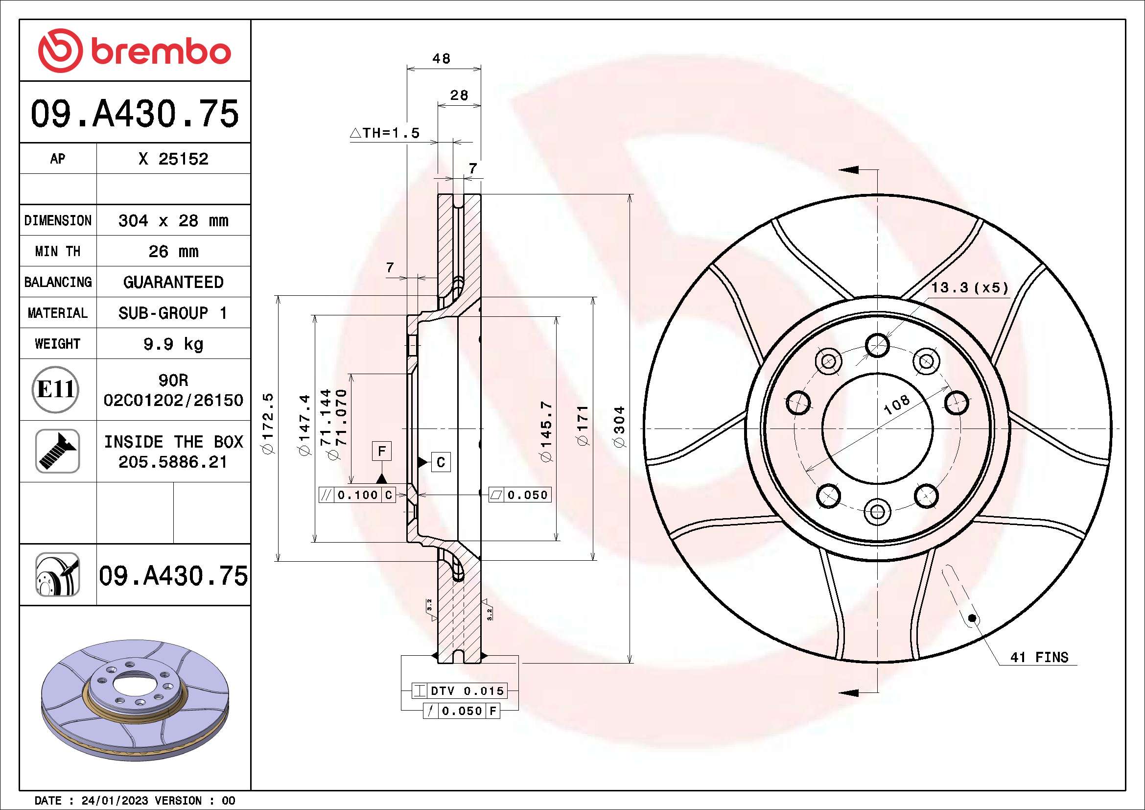 BREMBO 09.A430.75 XTRA LINE...