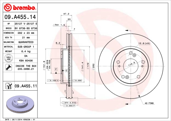 BREMBO 09.A455.11 PRIME...