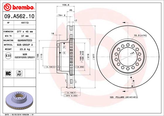 BREMBO 09.A562.10 Bremsscheibe