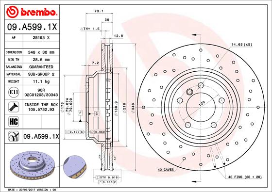 BREMBO 09.A599.1X XTRA LINE...