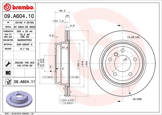 BREMBO 09.A604.11 Bremsscheibe