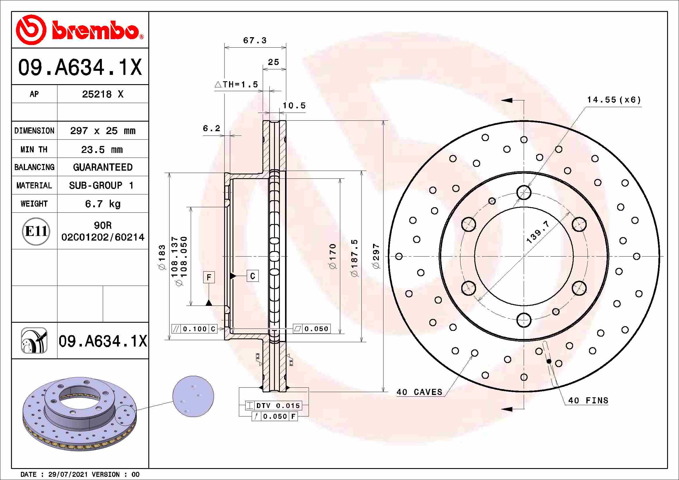 BREMBO 09.A634.1X XTRA LINE...