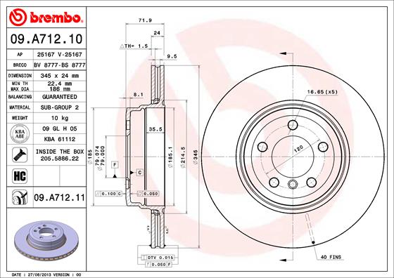 BREMBO 09.A712.11 Bremsscheibe