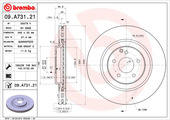 BREMBO 09.A731.21 Bremsscheibe