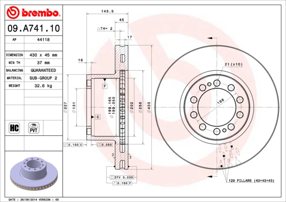 BREMBO 09.A741.10 Bremsscheibe