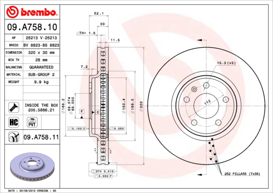 BREMBO 09.A758.10 Bremsscheibe