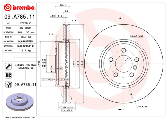 BREMBO 09.A785.11 Discofreno