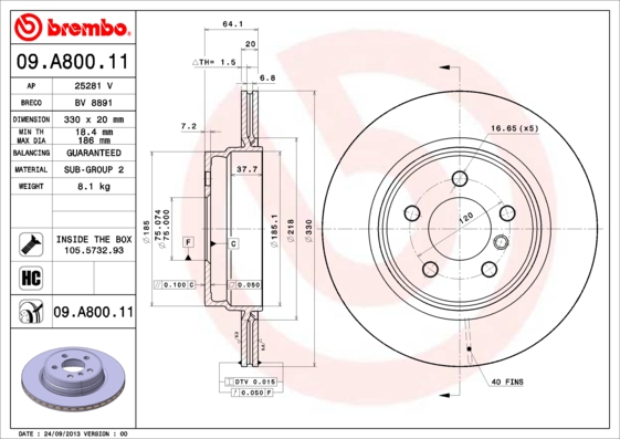 BREMBO 09.A800.11 PRIME...