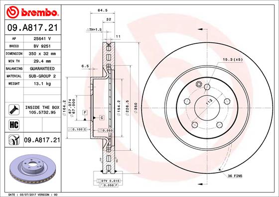 BREMBO 09.A817.21 Bremsscheibe