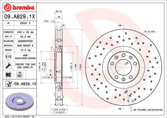 BREMBO 09.A829.1X Brzdový...