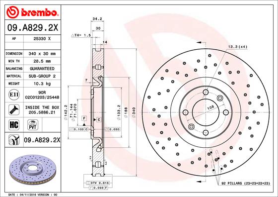 BREMBO 09.A829.2X Bremsscheibe