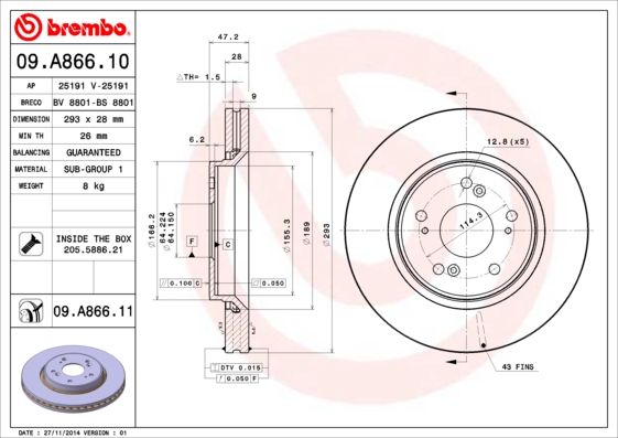 BREMBO 09.A866.10 PRIME...