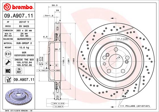 BREMBO 09.A907.11 Bremsscheibe