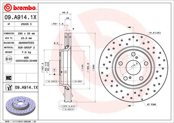 BREMBO 09.A914.1X Bremsscheibe