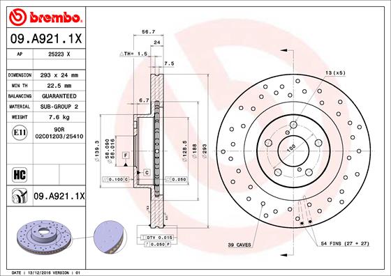 BREMBO 09.A921.1X XTRA LINE...