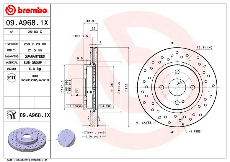 BREMBO 09.A968.1X Bremsscheibe