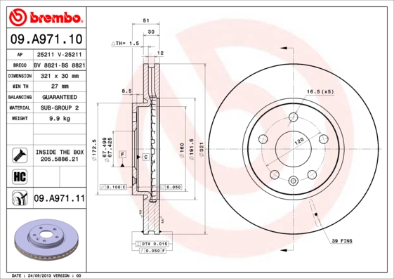 BREMBO 09.A971.10 Bremsscheibe