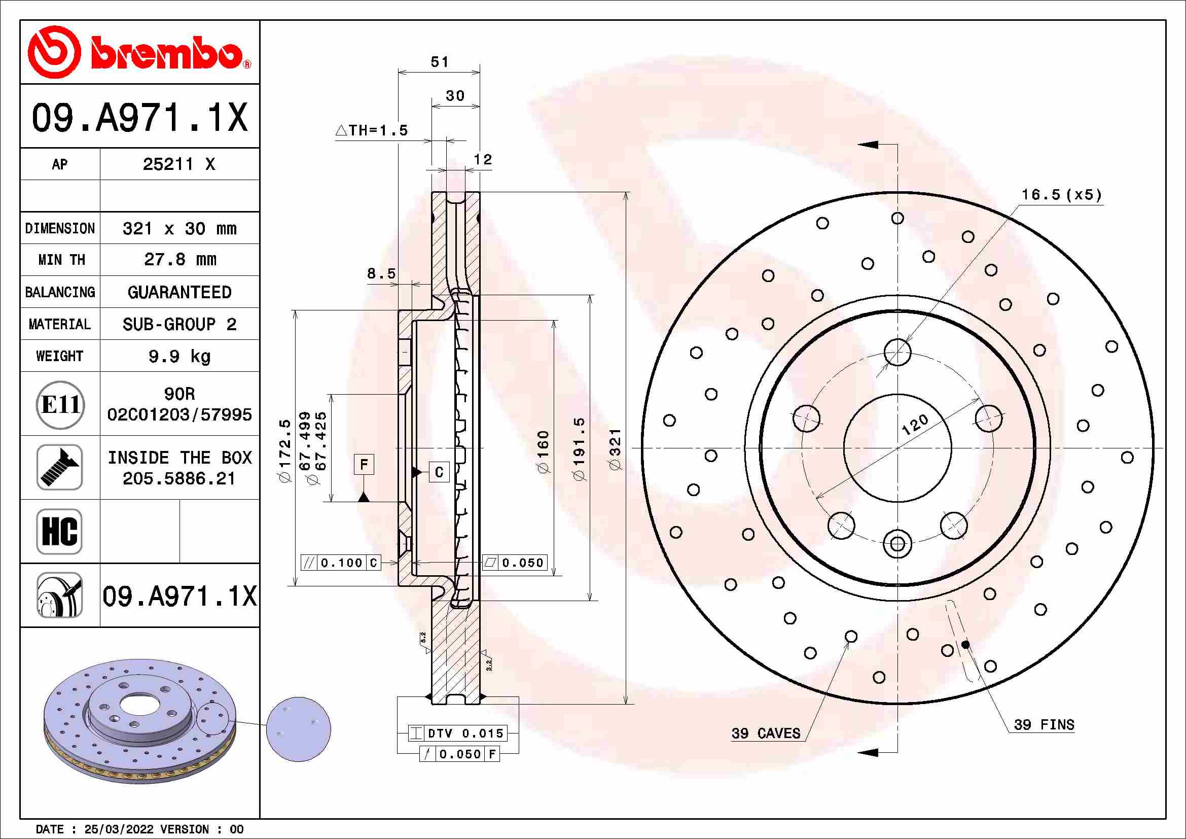 BREMBO 09.A971.1X XTRA LINE...