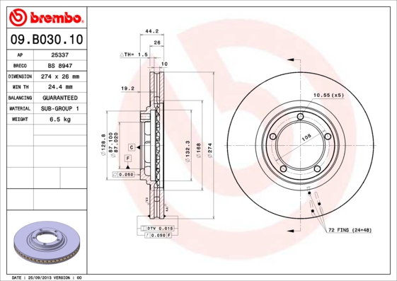 BREMBO 09.B030.10 Brzdový...