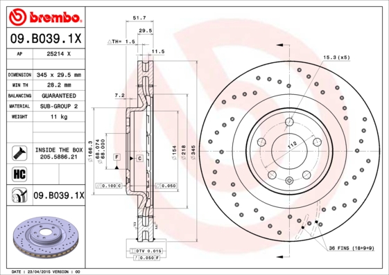 BREMBO 09.B039.1X Brzdový...