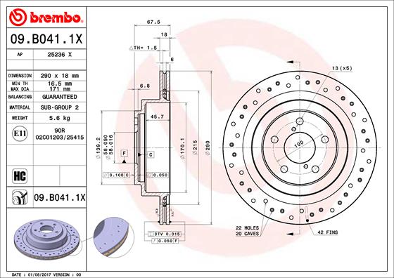 BREMBO 09.B041.1X Bremsscheibe