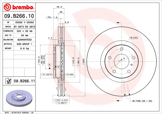 BREMBO 09.B266.11 Bremsscheibe