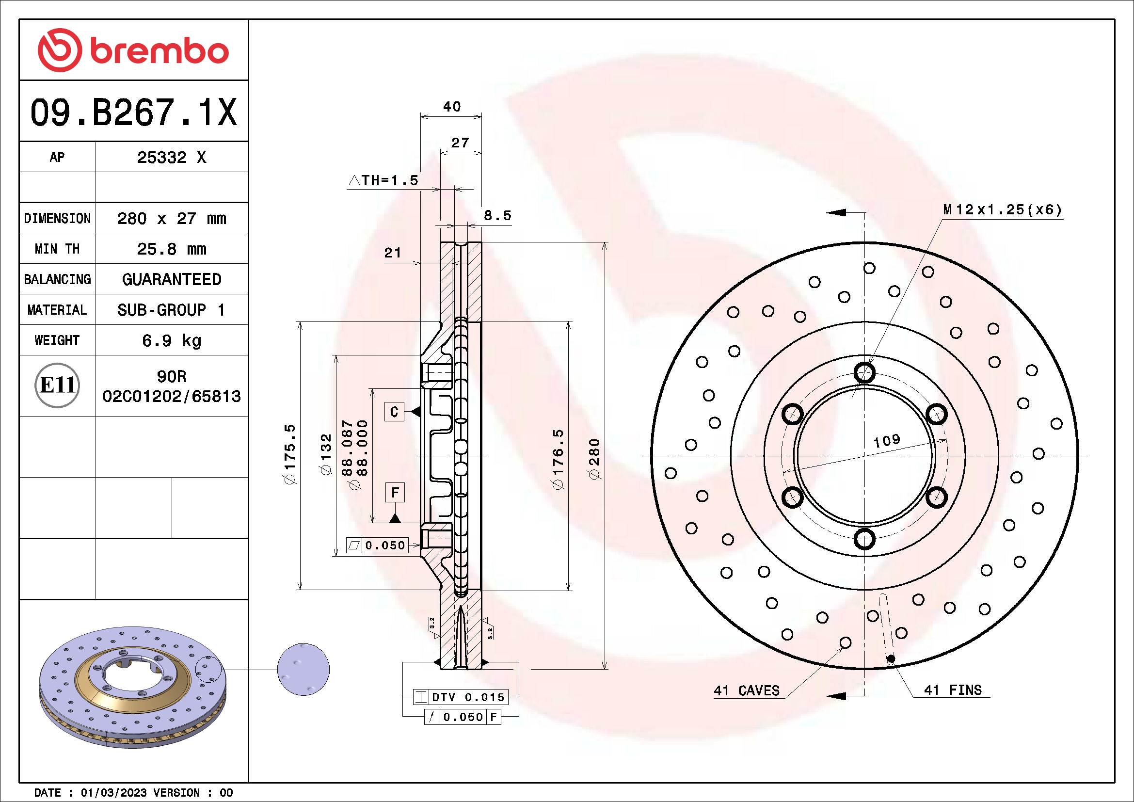 BREMBO 09.B267.1X XTRA LINE...