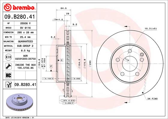 BREMBO 09.B280.41 Bremsscheibe