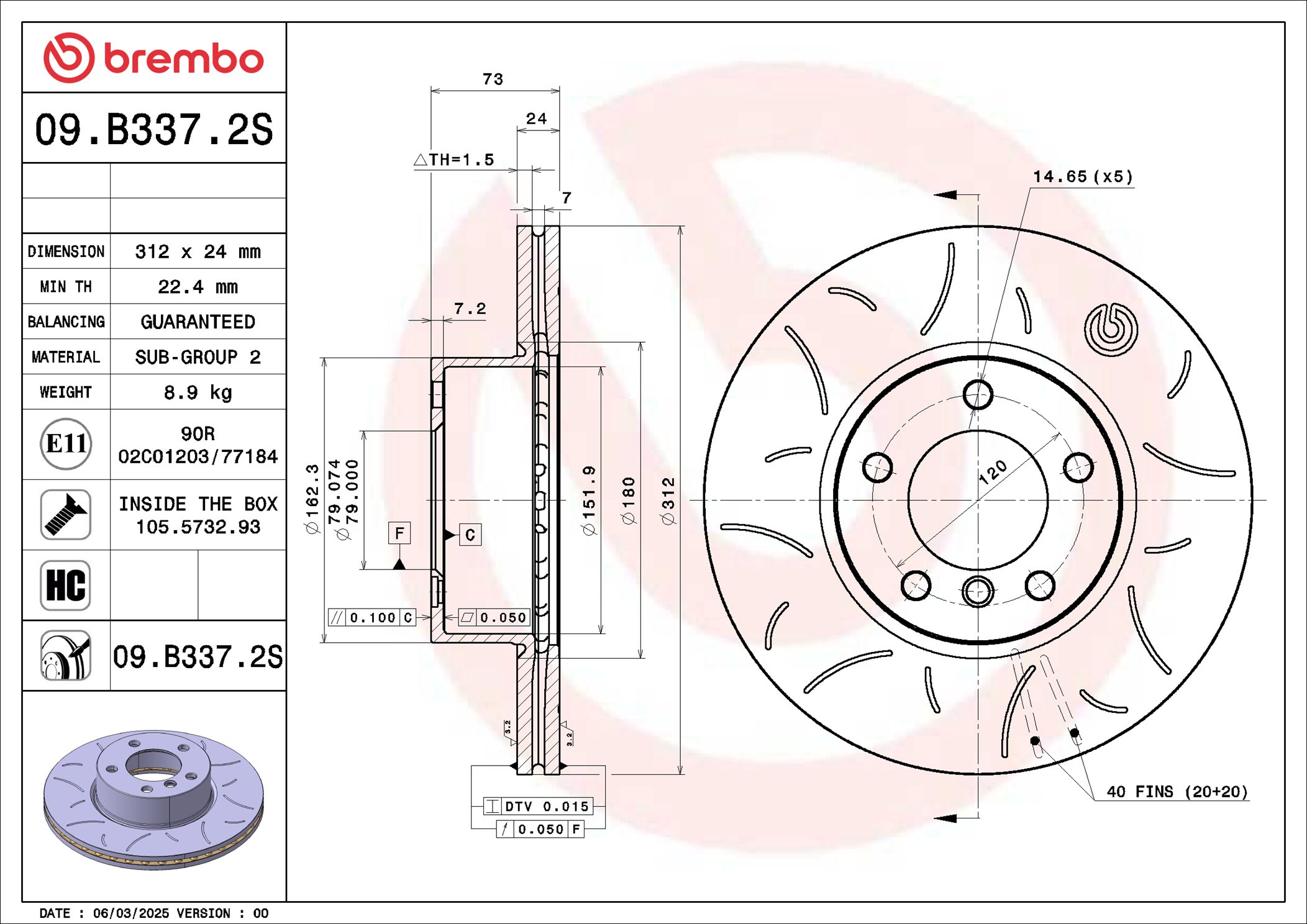 BREMBO 09.B337.2S Brake...