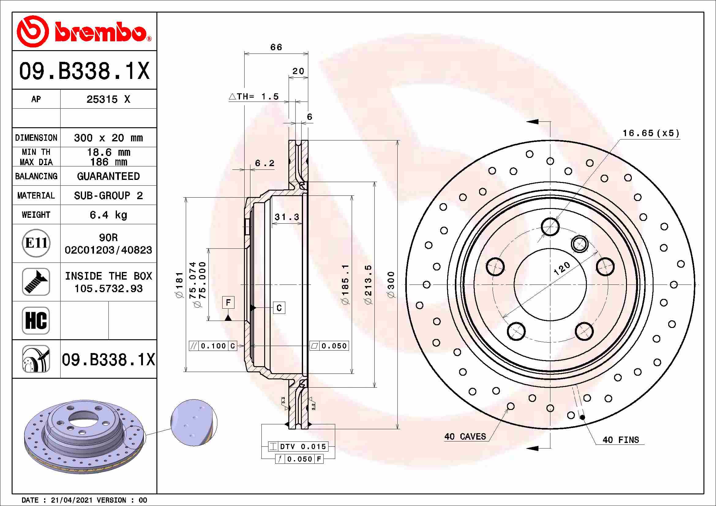 BREMBO 09.B338.1X XTRA LINE...