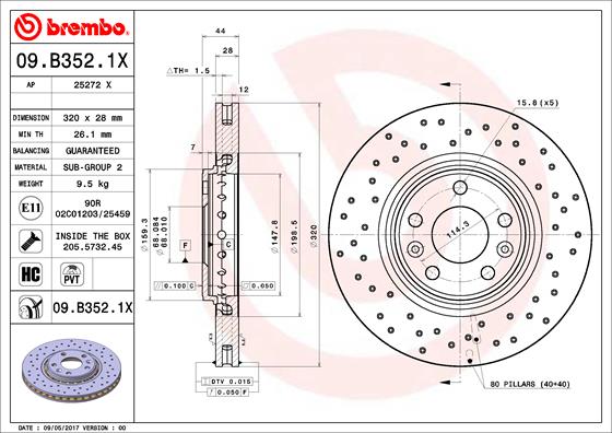 BREMBO 09.B352.1X Bremsscheibe