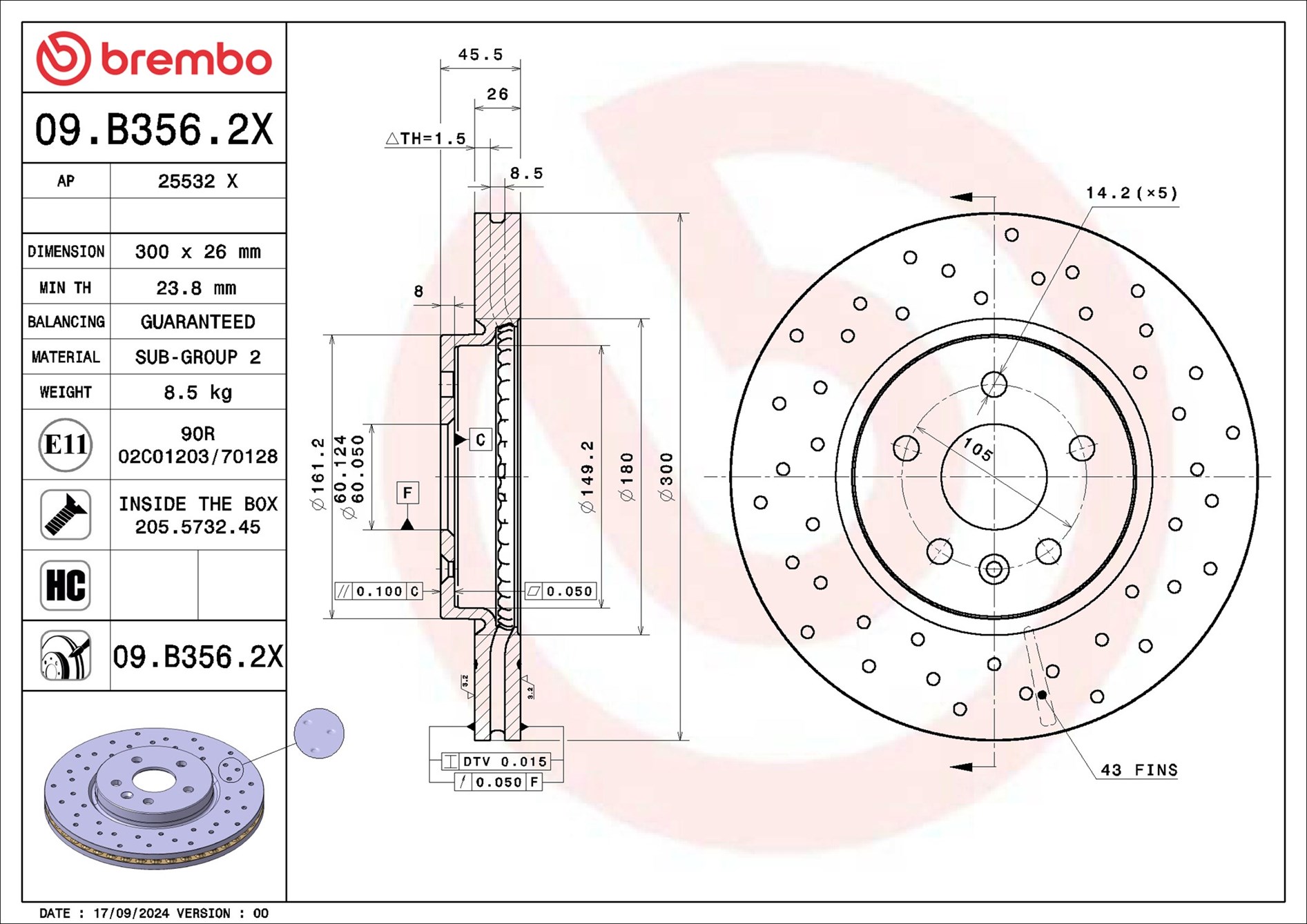 BREMBO 09.B356.2X XTRA LINE...
