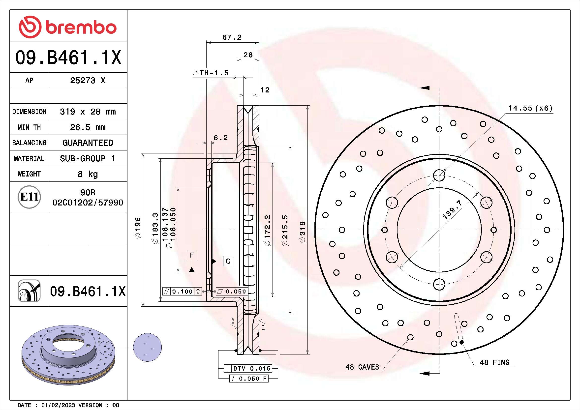 BREMBO 09.B461.1X XTRA LINE...