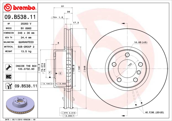 BREMBO 09.B538.11 Bremsscheibe