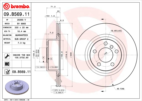 BREMBO 09.B569.11 Bremsscheibe