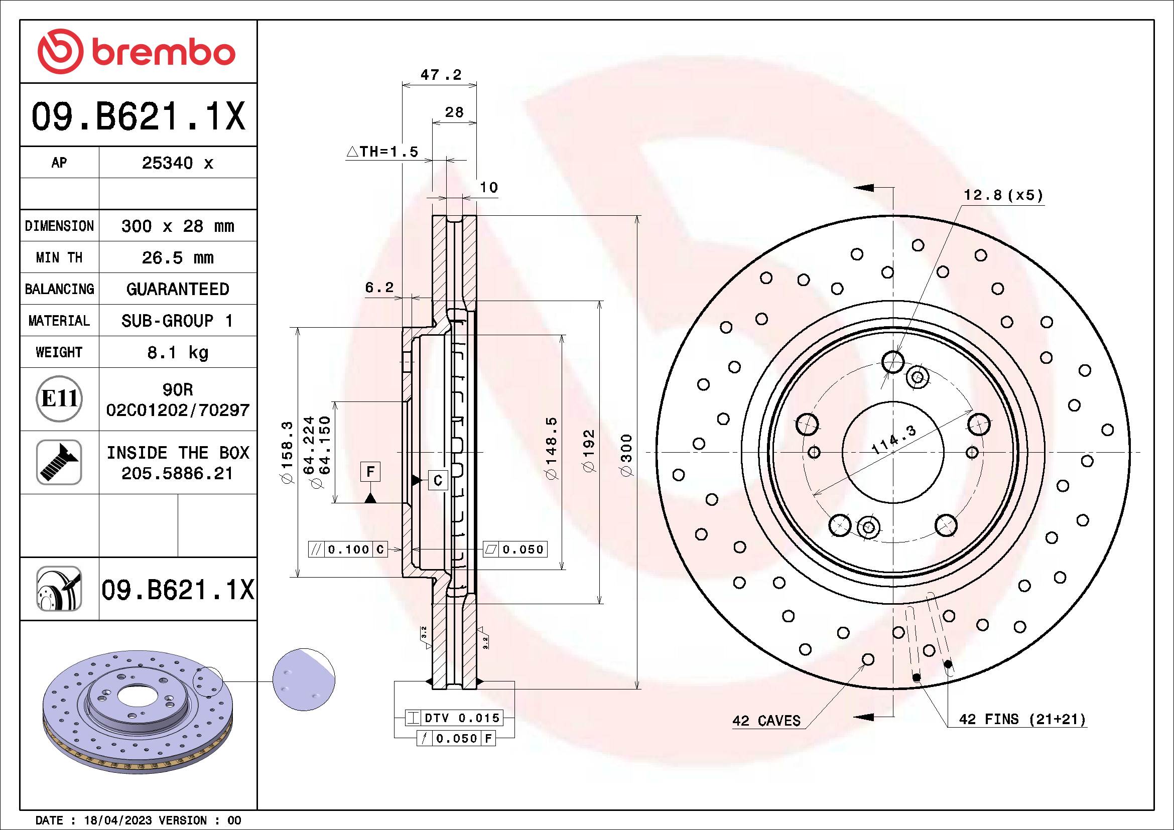 BREMBO 09.B621.1X XTRA LINE...