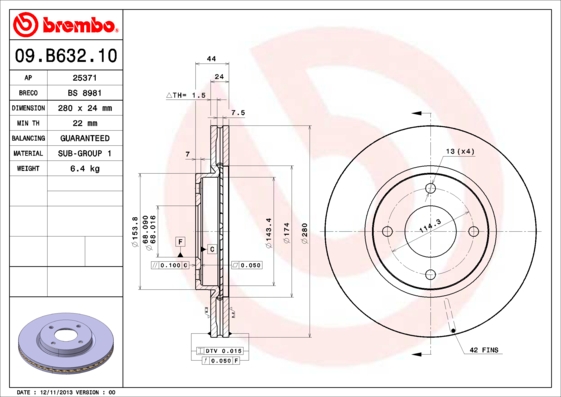 BREMBO 09.B632.10 Brzdový...