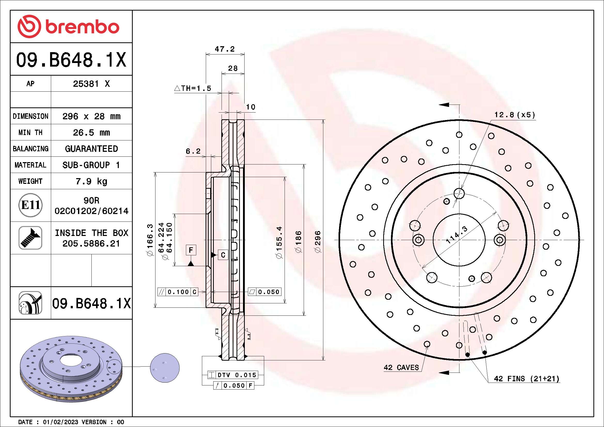 BREMBO 09.B648.1X XTRA LINE...