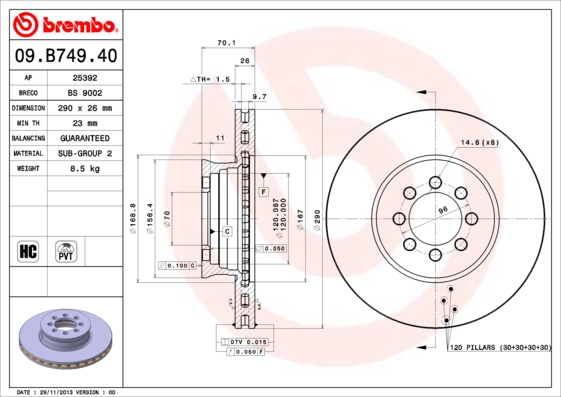 BREMBO 09.B749.40 Bremsscheibe