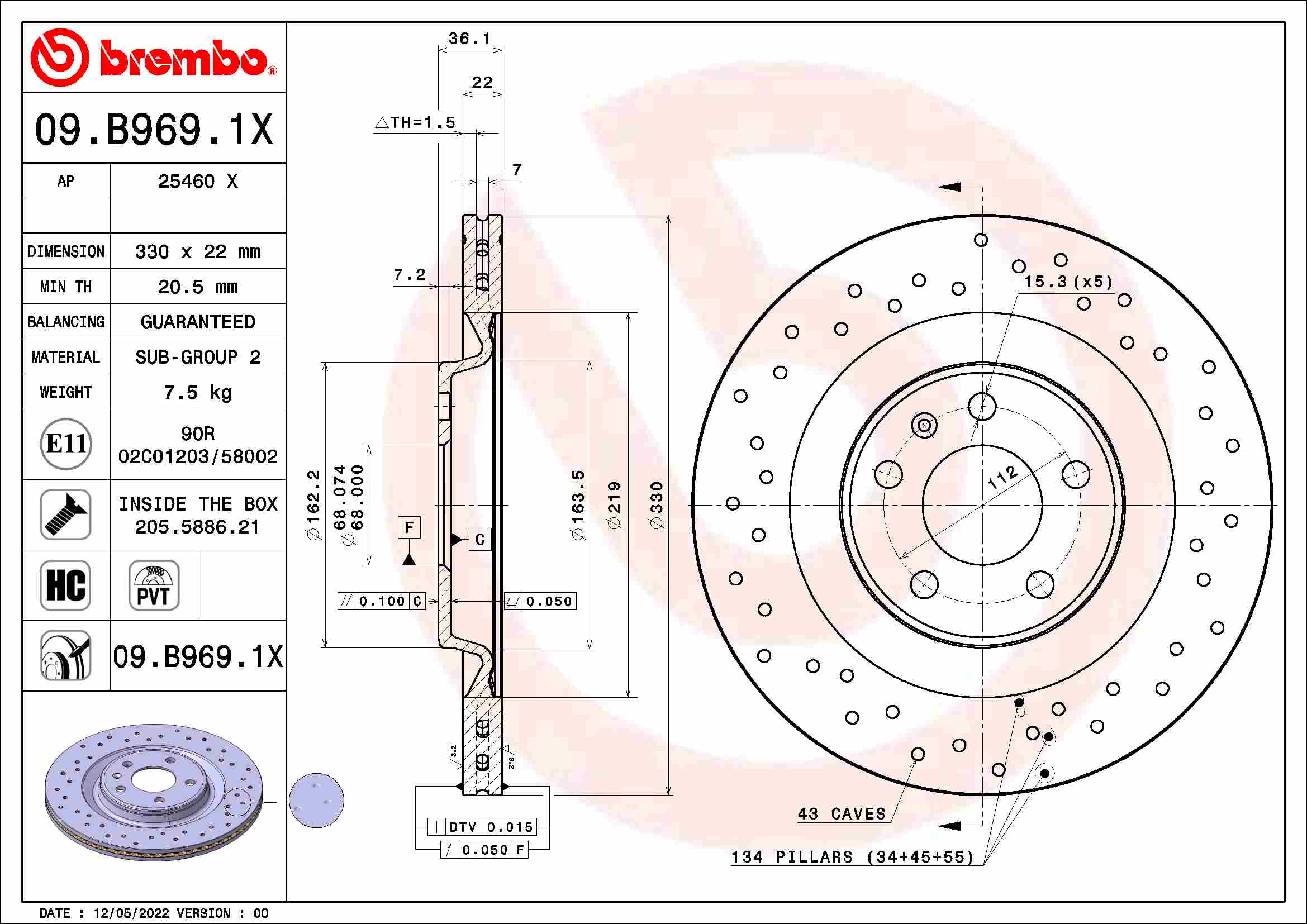 BREMBO 09.B969.1X XTRA LINE...